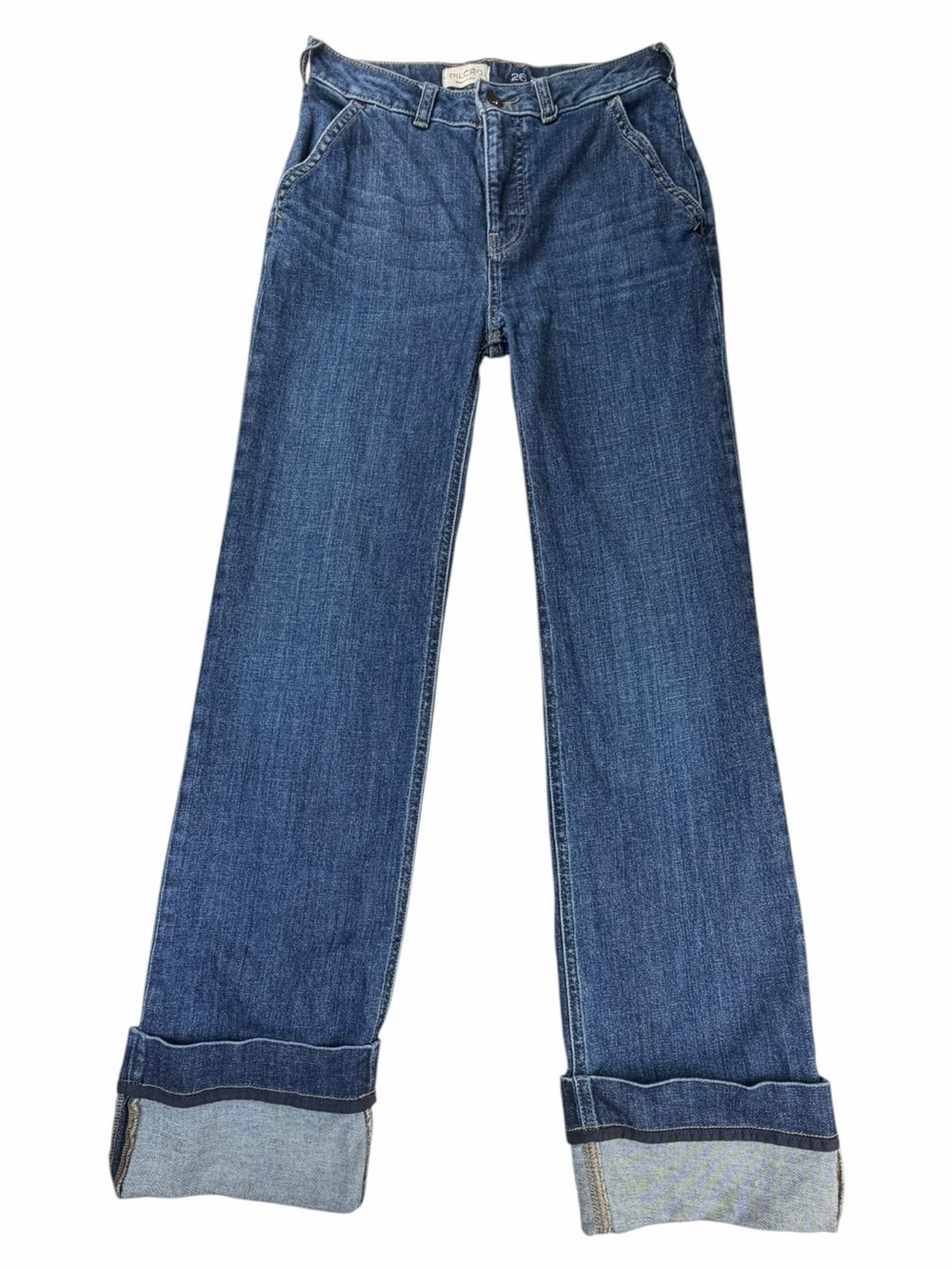 Pilcro Dark Blue Wide-Leg Jeans - Picture 2 of 9